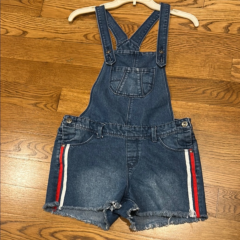 Arizona Jean Company Jean Overalls with Red & White Striped Trim